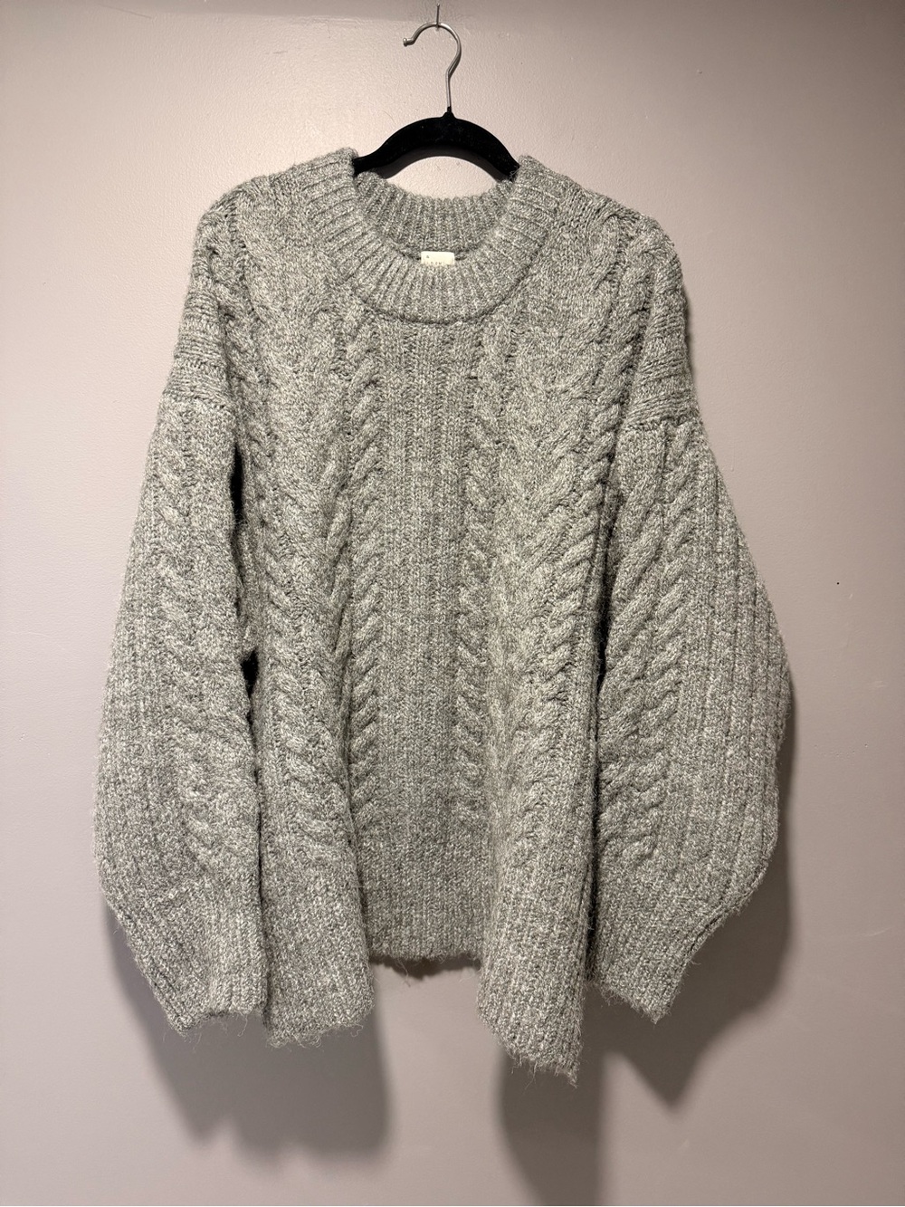 a new day Chunky Cable Crewneck Sweater - Light Gray